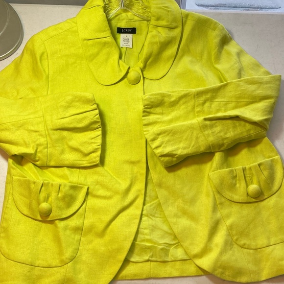 J. Crew Jackets & Blazers - J. Crew Vibrant Chartreuse Linen Blend Blazer